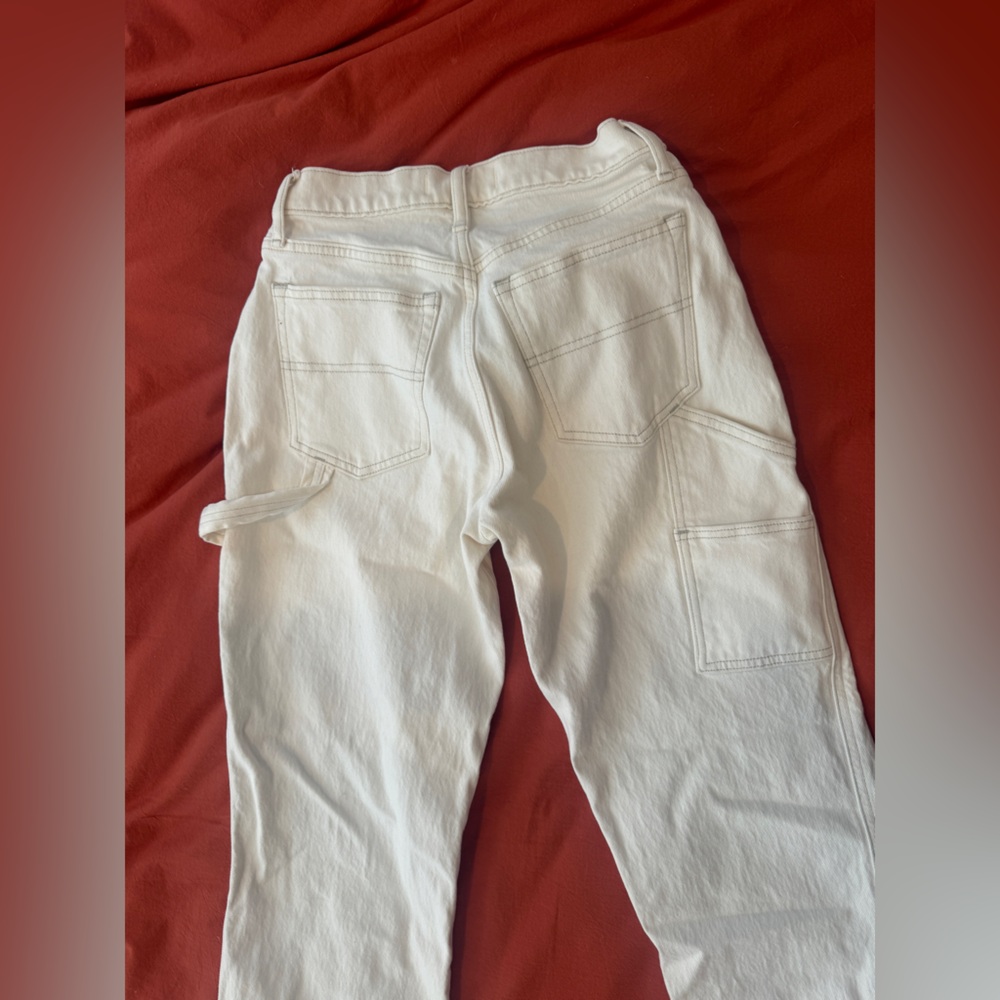 Off White Abercrombie Cargo Jeans Mid Rise Curve Love Size 2 or 26 - Picture 5 of 7